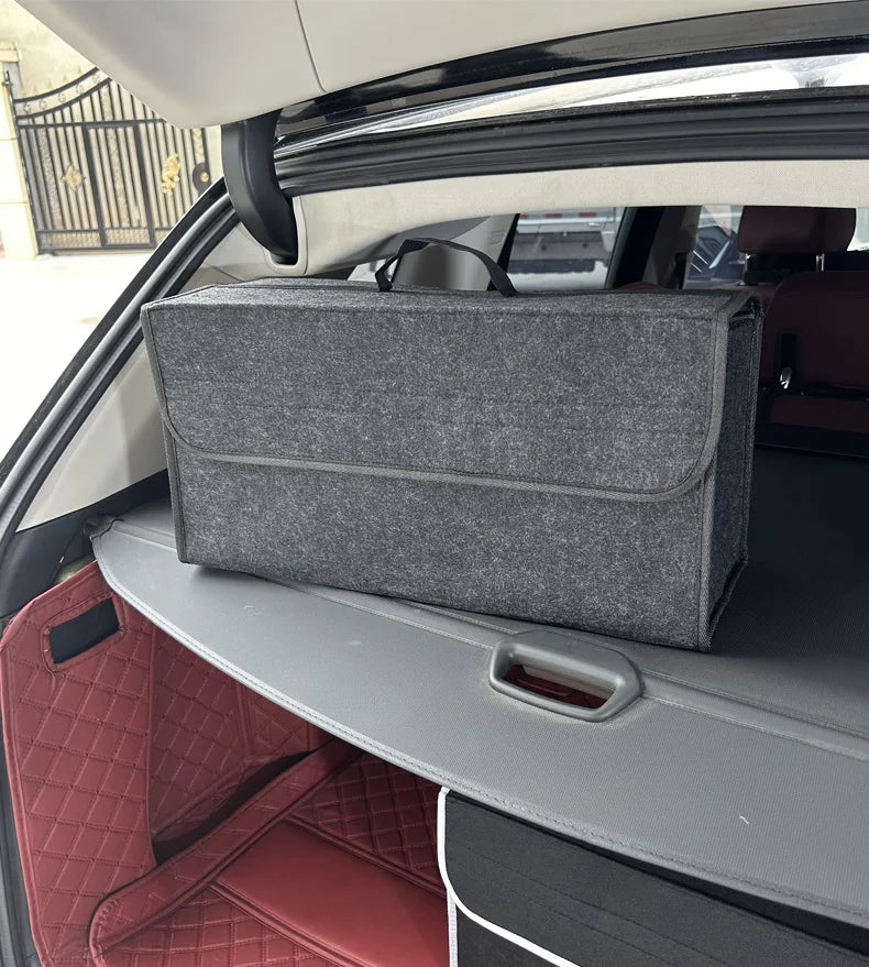 Large Anti Slip Compartment Boot Storage Organiser, Car Storage Bag, Soft Felt Storage Box, Tool Car Trunk Organiser
