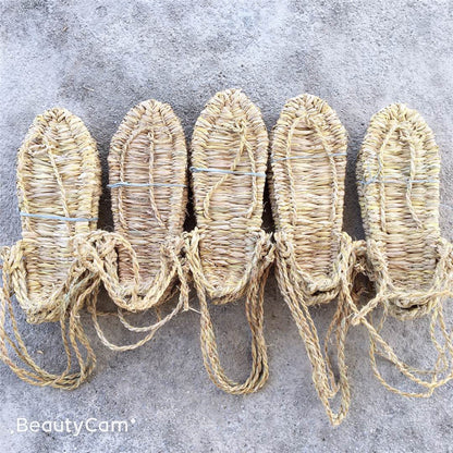 HandWoven Straw Sandals For Men And Women Japanese Anime Cos Play Shoes Retro Drift Beach Sandals F 1