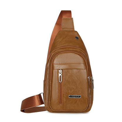 Leather Crossbody Sling Bag For Men Fashion Business Chest Bag Vintage Messenger Pack 1