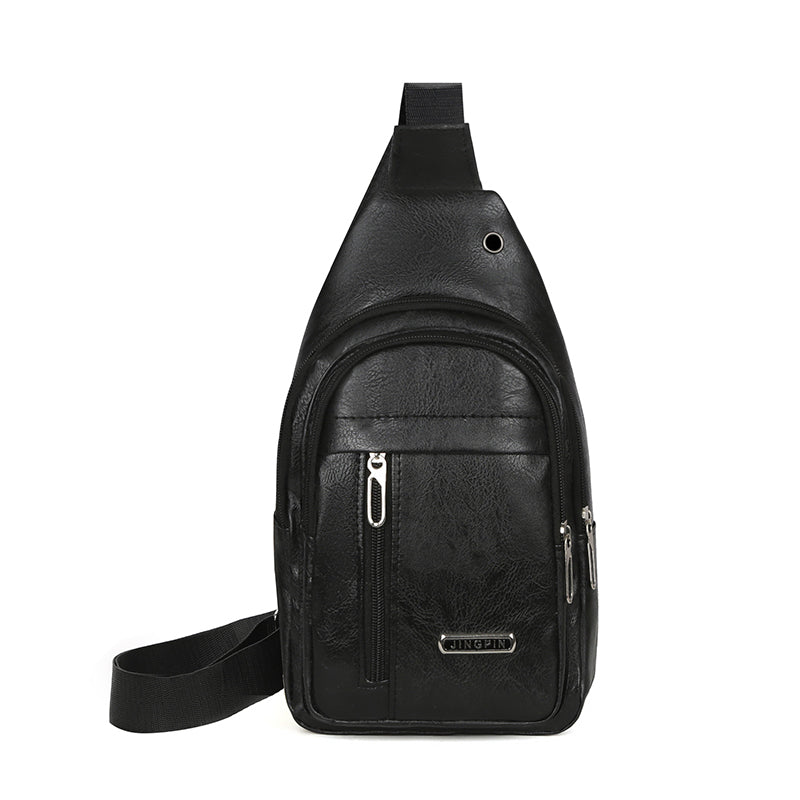 Leather Crossbody Sling Bag For Men Fashion Business Chest Bag Vintage Messenger Pack 3