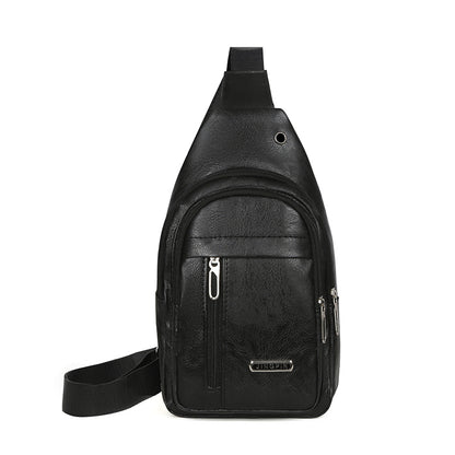 Leather Crossbody Sling Bag For Men Fashion Business Chest Bag Vintage Messenger Pack 3