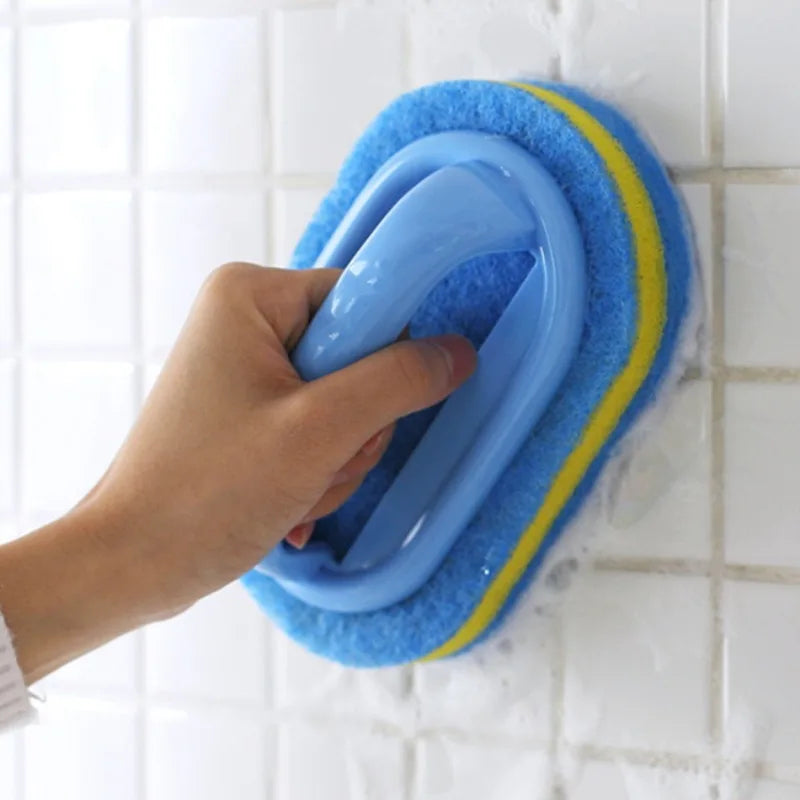 Dish Soap Household Cleaning Brush, Kitchen and Bathroom Scrubbing Sponge, Durable Handle