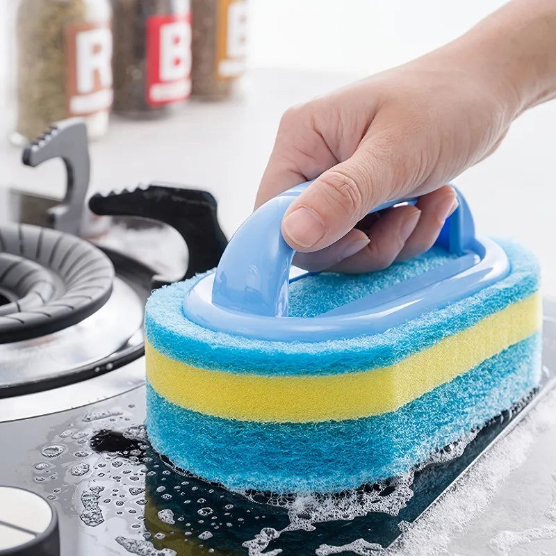 Dish Soap Household Cleaning Brush Kitchen And Bathroom Scrubbing Sponge Durable Handle 3