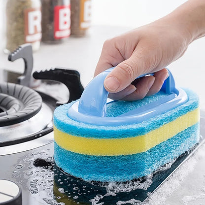 Dish Soap Household Cleaning Brush Kitchen And Bathroom Scrubbing Sponge Durable Handle 3