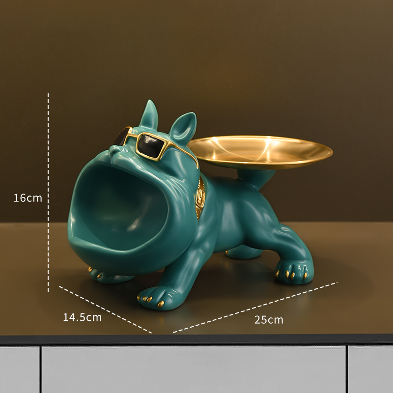 Resin Bulldog Statue Dog Sculpture Storage Tray Animal Home Decoration Craft Art Sculpture 3
