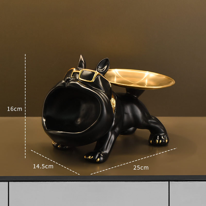 Resin Bulldog Statue Dog Sculpture Storage Tray Animal Home Decoration Craft Art Sculpture 7