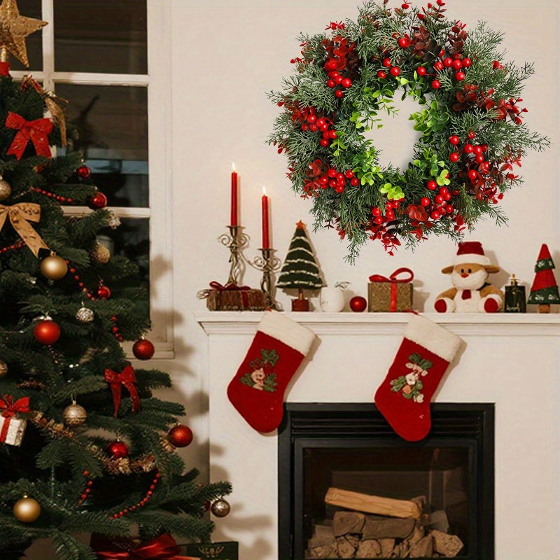 Winter Berry Wreath for Front Door Christmas Decoration Red Berry Xmas Wall Decor