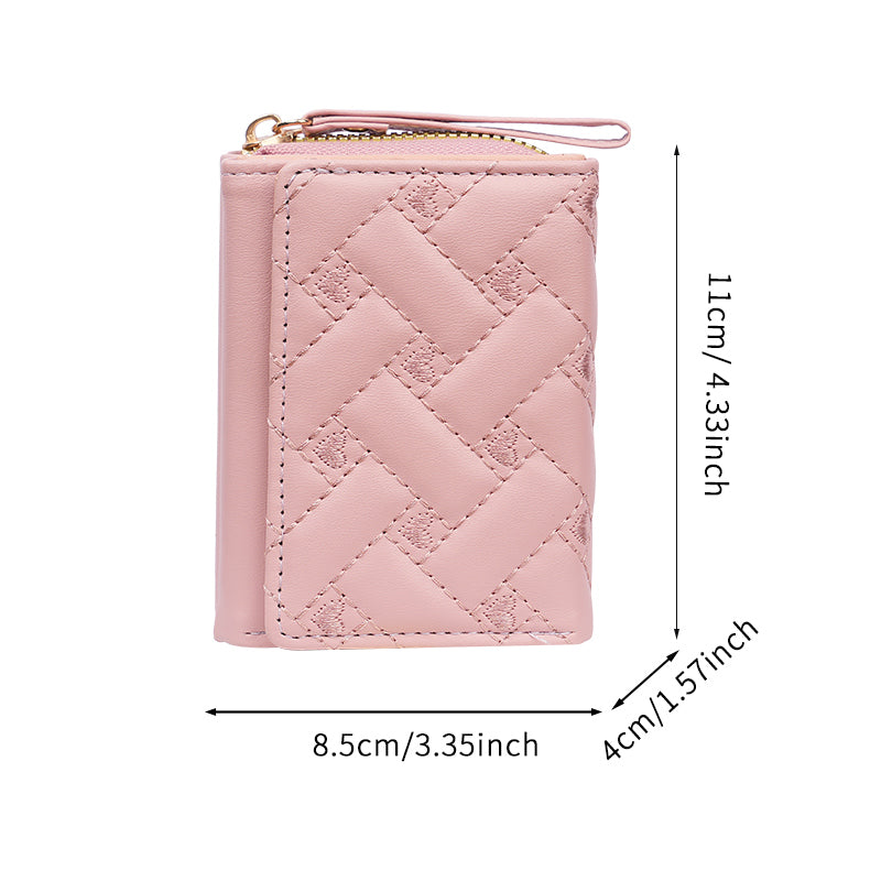 New Womens Wallet Short Simple Embroidered Love PU Zero Wallet Multi Card Small Wallet Wallet Walle 8