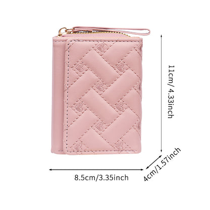 New Womens Wallet Short Simple Embroidered Love PU Zero Wallet Multi Card Small Wallet Wallet Walle 8
