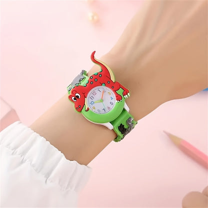 3D Dinosaur Kids Cartoon Silicone Quartz Watch for Students