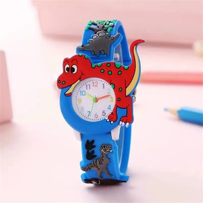 3D Dinosaur Kids Cartoon Silicone Quartz Watch For Students 3