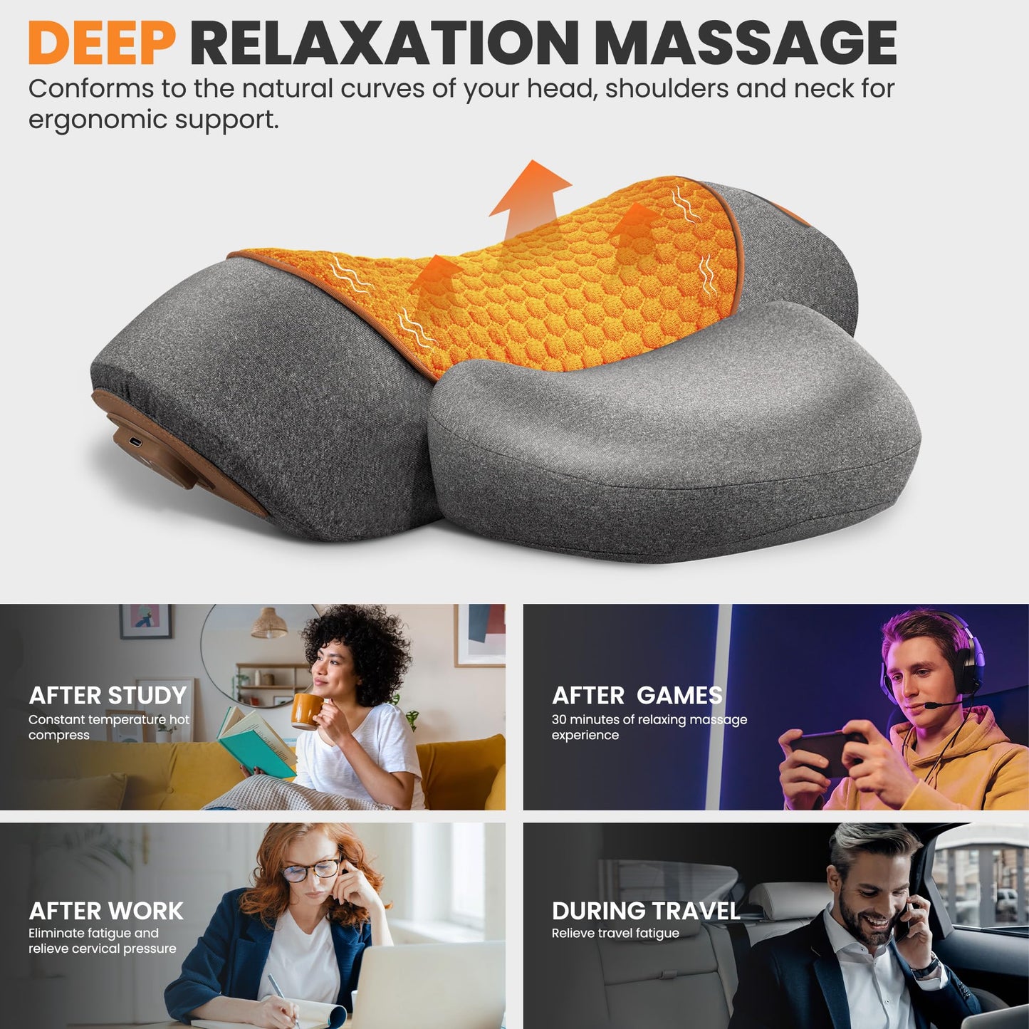 Electric Neck Massager Cervical Pillow Hot Compress Neck Stretch Heating Vibration Back Traction 4