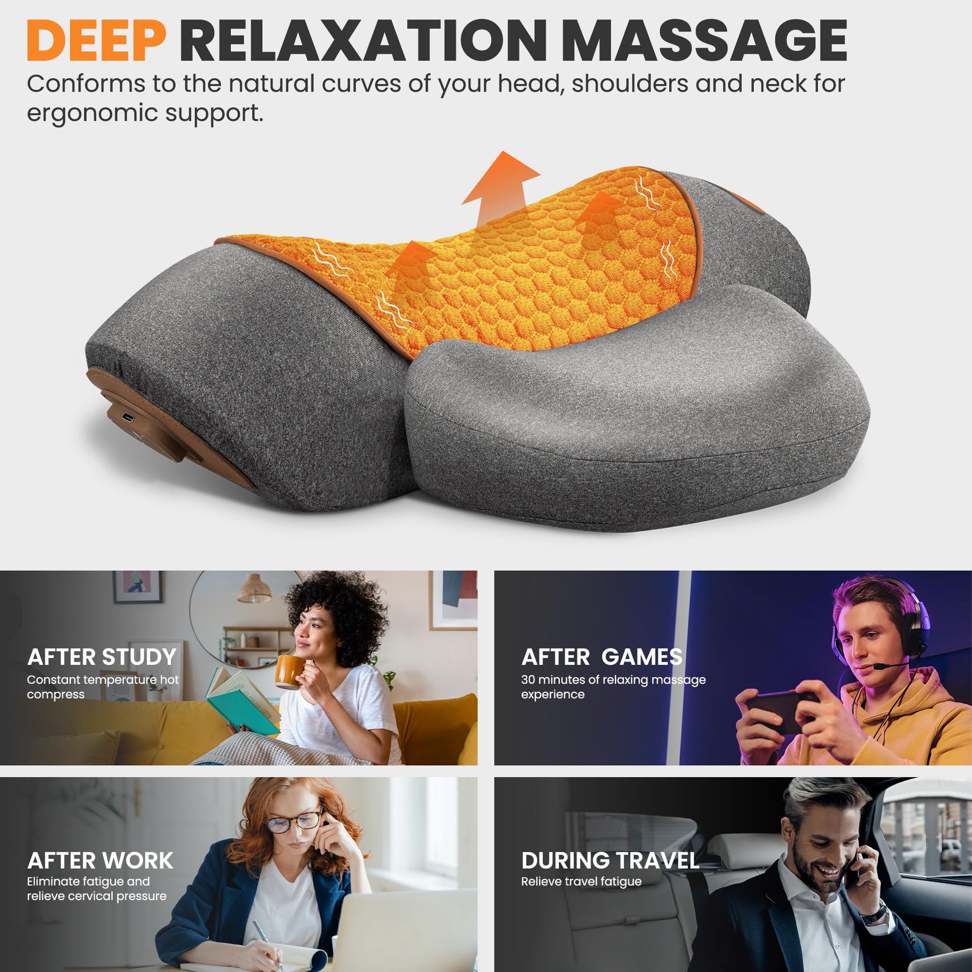 Electric Neck Massager Cervical Pillow Hot Compress Neck Stretch Heating Vibration Back Traction 4