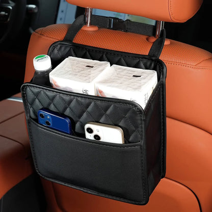 Multi functional Car Seat Back Storage Bag, Leather Storage Bag, Garbage Bag for Most Models