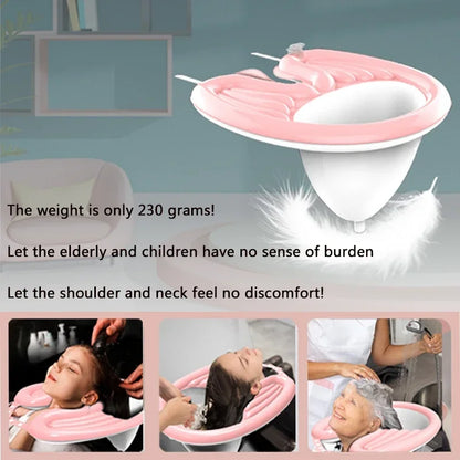 Portable Hair Washing Basin, Foldable PVC Inflatable Shampoo Pad, Spa Tub for Pregnant Women, Elderly, Deflate Shampoo