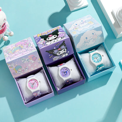Cinnamoroll Kuromi Melody Girls Watch 3D Hello Kitty Children Watches With Box 2