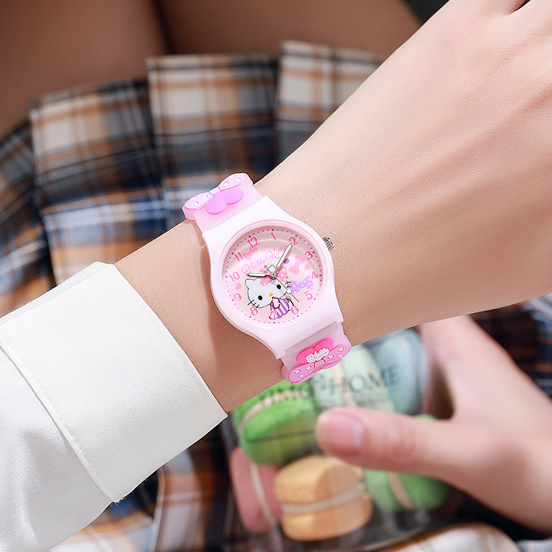 Cinnamoroll Kuromi Melody Girls Watch, 3D Hello Kitty Children Watches with Box