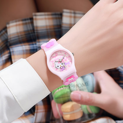 Cinnamoroll Kuromi Melody Girls Watch, 3D Hello Kitty Children Watches with Box