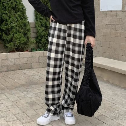 Fashion Warm Plush Pants Cashmere Thick Plaid Ladies Winter Casual Loose Widelegged Pants For Stree 2