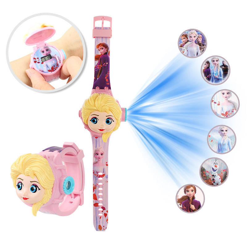 Childrens 3D Projection Digital Watch Spiderman Elsa Frozen School Gift 6
