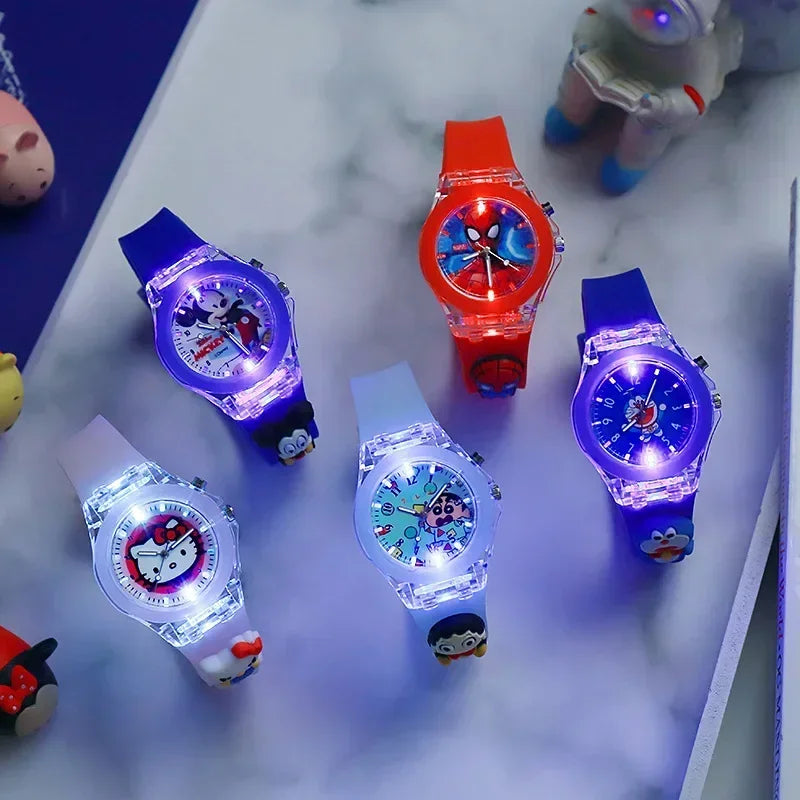 Mickey Mouse Childrens Flash Light Disney Minnie Watch Cartoon Doll Boys Girls Birthday Gift Idea 2