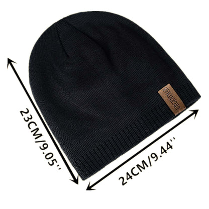 Solid Color Unisex Winter Hats Knitted Beanie Cap With Fur Lining For Men And Women Warm Sports Out 9