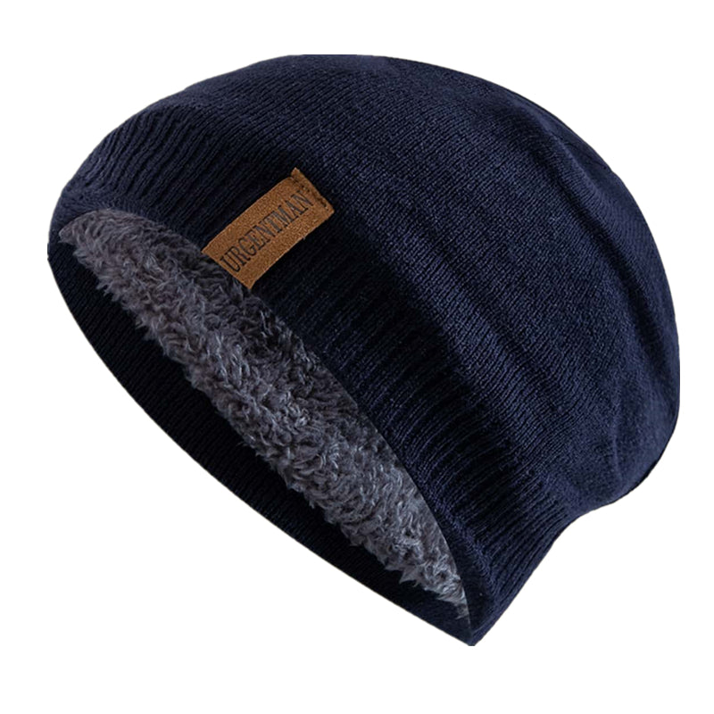 Solid Color Unisex Winter Hats Knitted Beanie Cap With Fur Lining For Men And Women Warm Sports Out 2