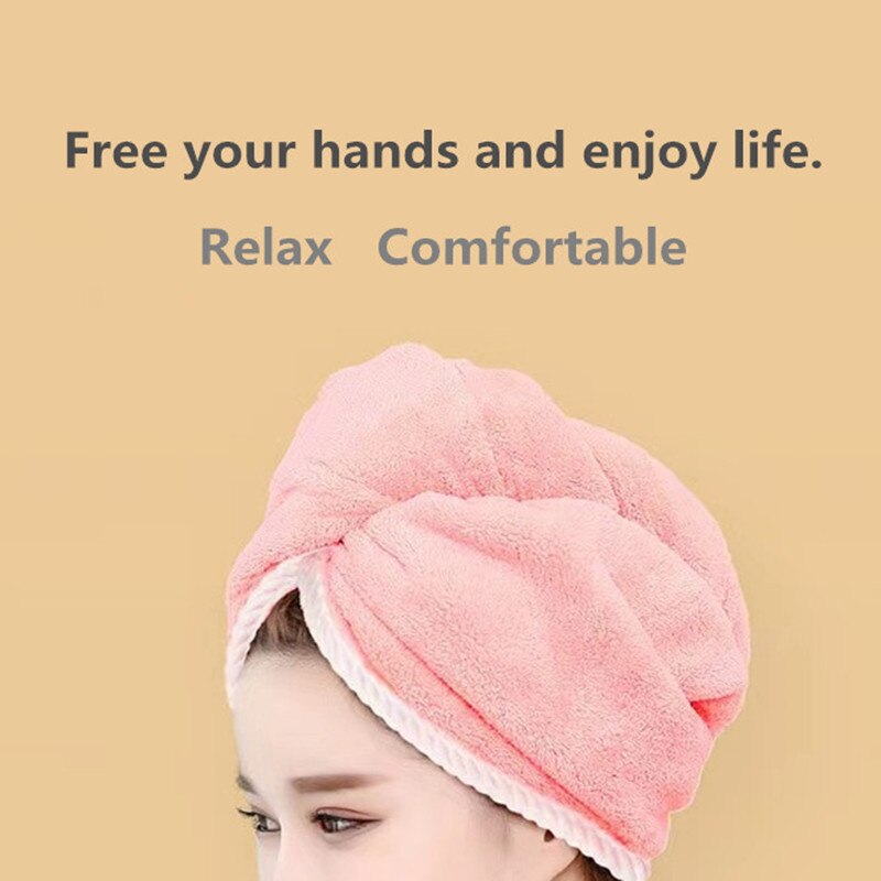 Double Thick Dry Hair Towel Quick Drying Bath Hat Strong Absorbent Cap Multi Colour DoubleSided Use 1