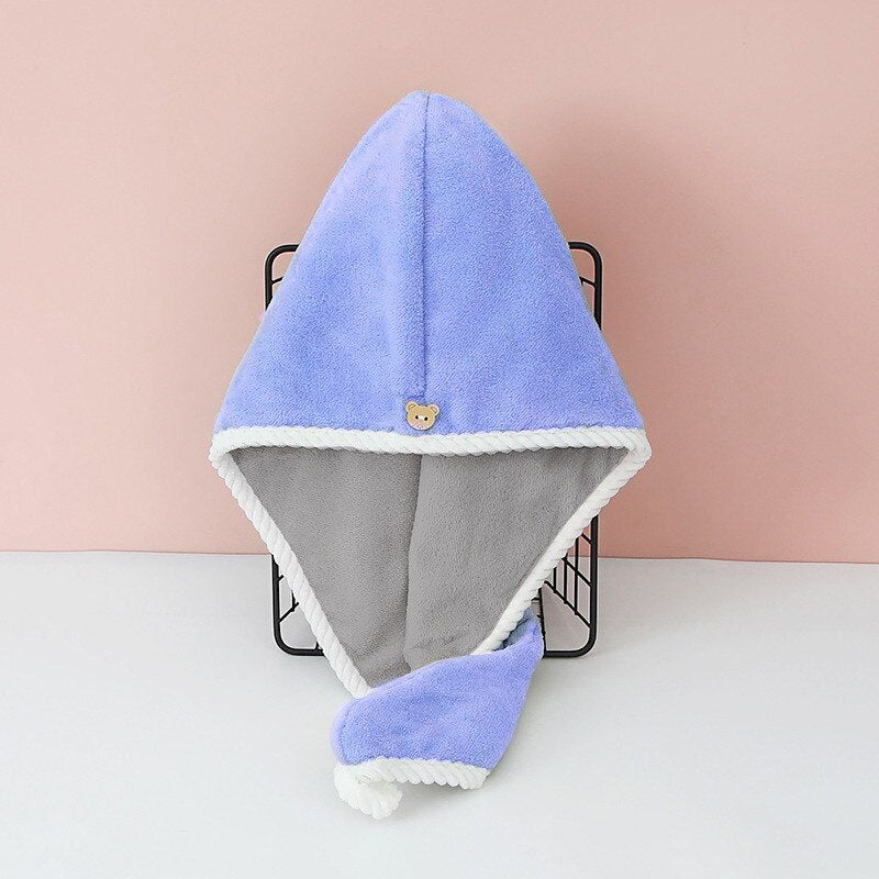 Double Thick Dry Hair Towel Quick Drying Bath Hat Strong Absorbent Cap Multi Colour DoubleSided Use 5