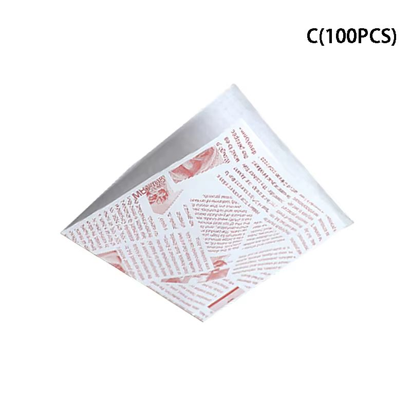 100Pcs Kraft Paper Sandwich Wrap  Disposable OilProof Triangle Food Packing BagS 9