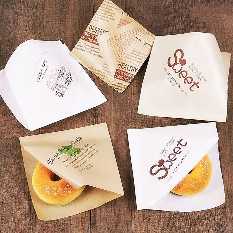 100Pcs Kraft Paper Sandwich Wrap  Disposable OilProof Triangle Food Packing BagS 1