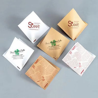 100Pcs Kraft Paper Sandwich Wrap  Disposable OilProof Triangle Food Packing BagS 4