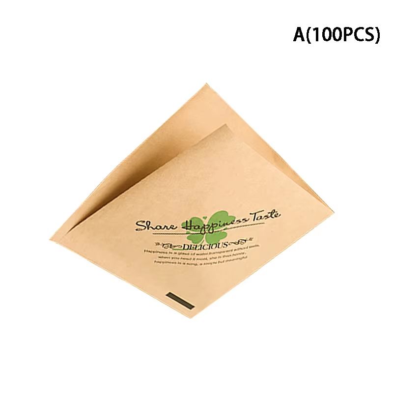 100Pcs Kraft Paper Sandwich Wrap  Disposable OilProof Triangle Food Packing BagS 7