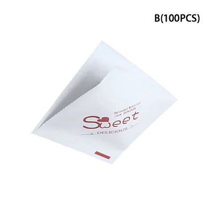 100Pcs Kraft Paper Sandwich Wrap  Disposable OilProof Triangle Food Packing BagS 8
