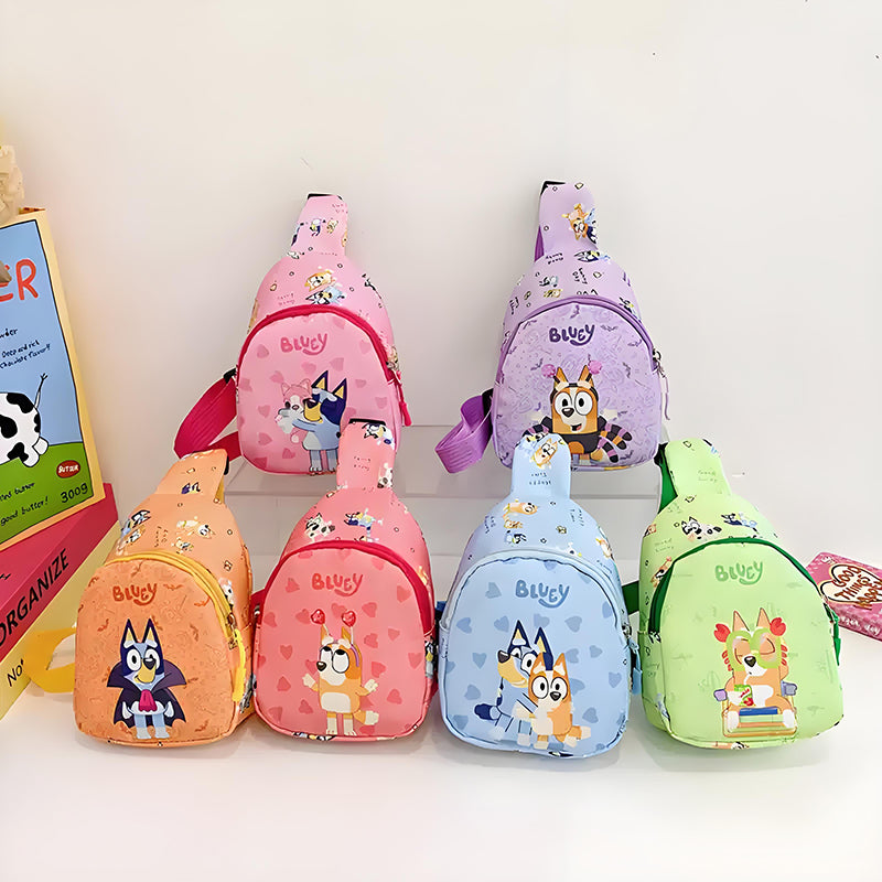Children Bluey and Bingo Anime Backpack, Cartoon Figure Messenger Bag, Birthday Gift Shoulder Bag
