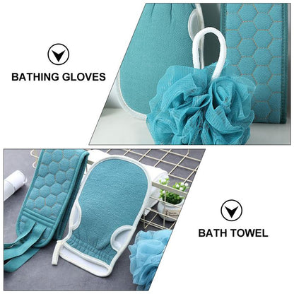 Body Cleaning Wash Cloth Soft Brush Shower Ball Back Scrubber Set Exfoliating Skin Towel Bath Glove 3
