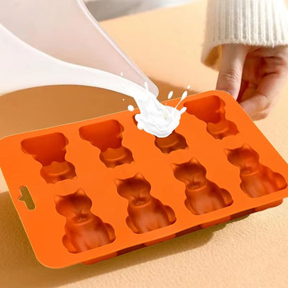 3D Cat Shaped Ice Cube Mold  Silicone Tray For Whiskey Cocktails  Cold Drinks 1