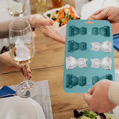 3D Cat Shaped Ice Cube Mold  Silicone Tray For Whiskey Cocktails  Cold Drinks 2