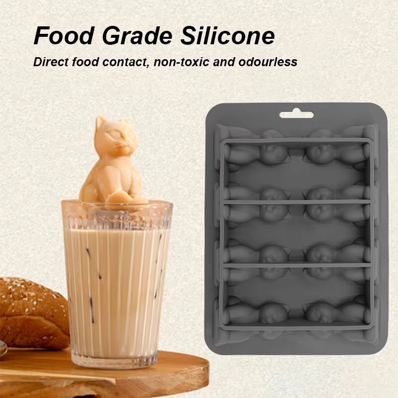 3D Cat Shaped Ice Cube Mold  Silicone Tray For Whiskey Cocktails  Cold Drinks 4