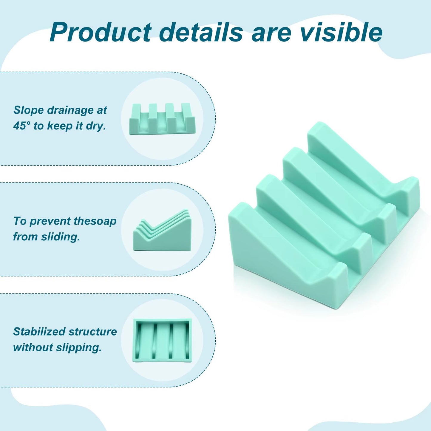 Silicone Drainage Soap Dish  Automatic Soap Rack For Bathroom NonSlip Soap Holder 1