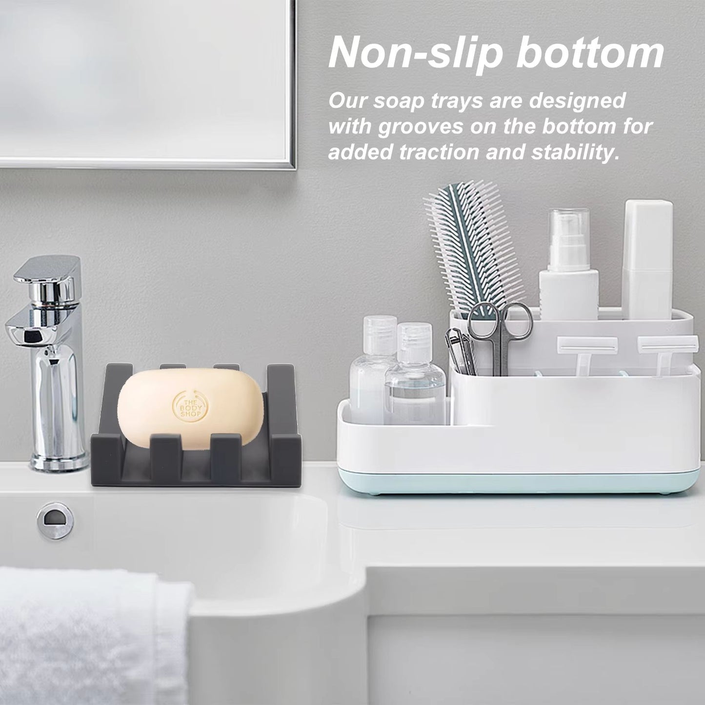 Silicone Drainage Soap Dish  Automatic Soap Rack For Bathroom NonSlip Soap Holder 4