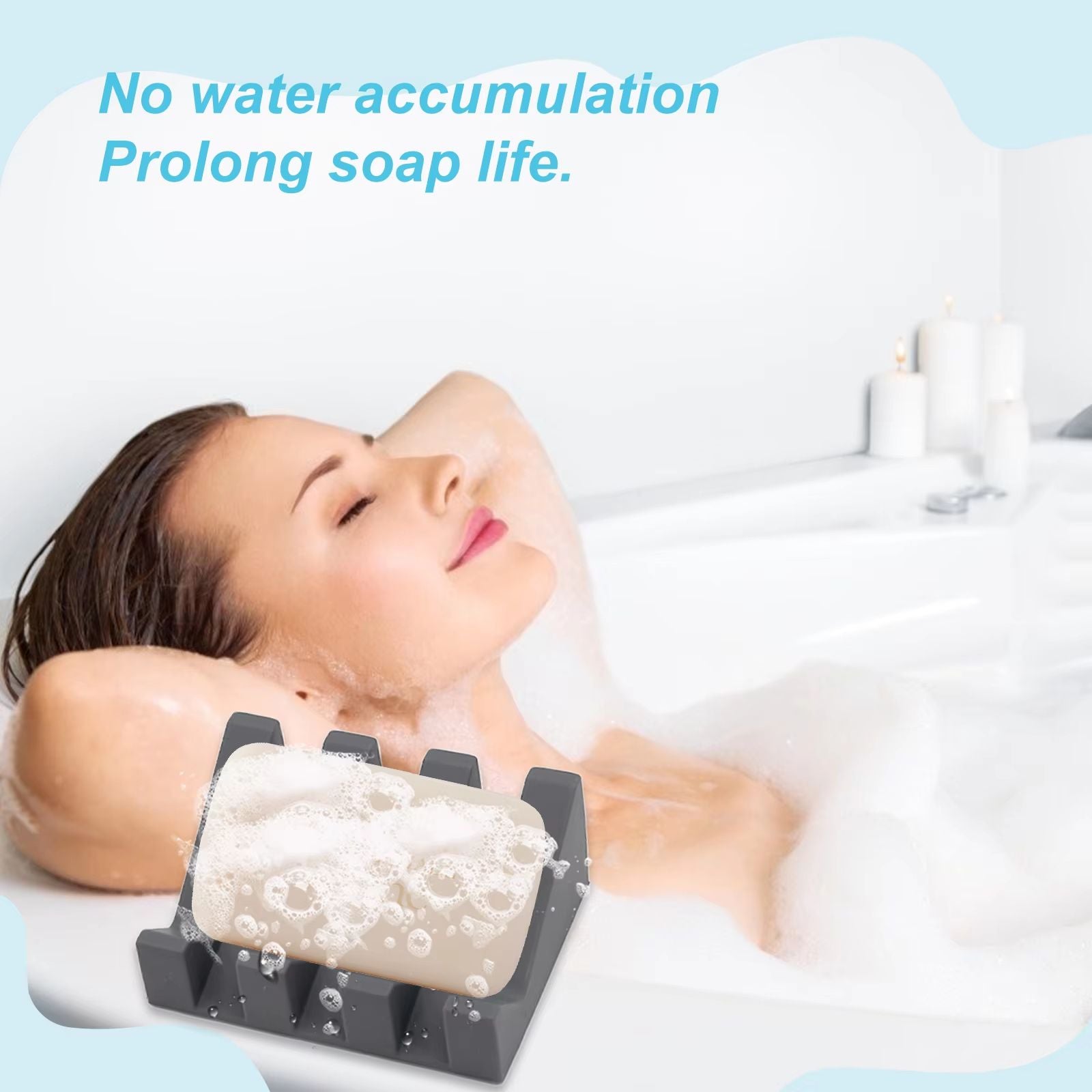 Silicone Drainage Soap Dish  Automatic Soap Rack For Bathroom NonSlip Soap Holder 5