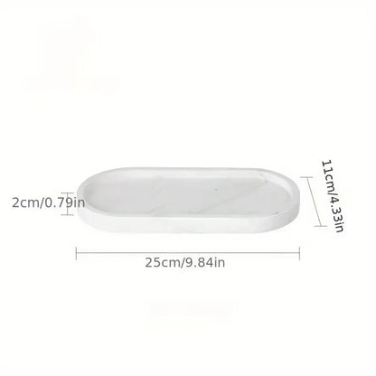 Oval Silicone Bathroom Counter Tray  Flexible Soap  Sink Organizer Tray Approx 984in 2