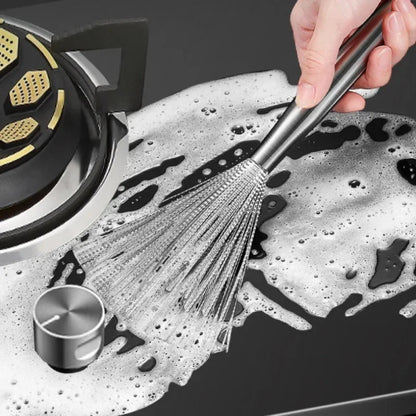 Stainless Steel Kitchen Special Brush, Long Handle Scrubber for Cleaning Pots and Utensils