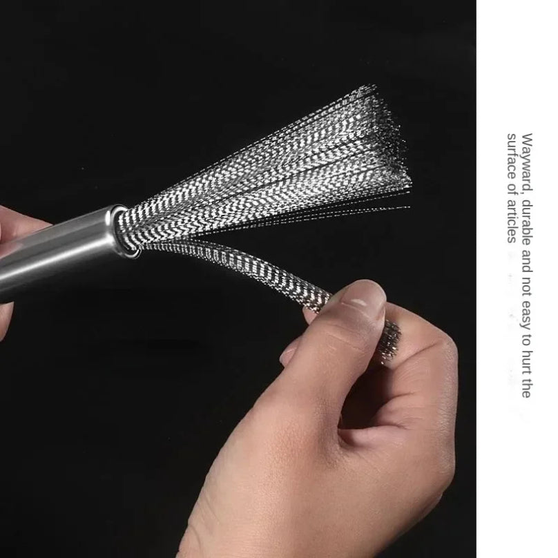 Stainless Steel Kitchen Special Brush, Long Handle Scrubber for Cleaning Pots and Utensils