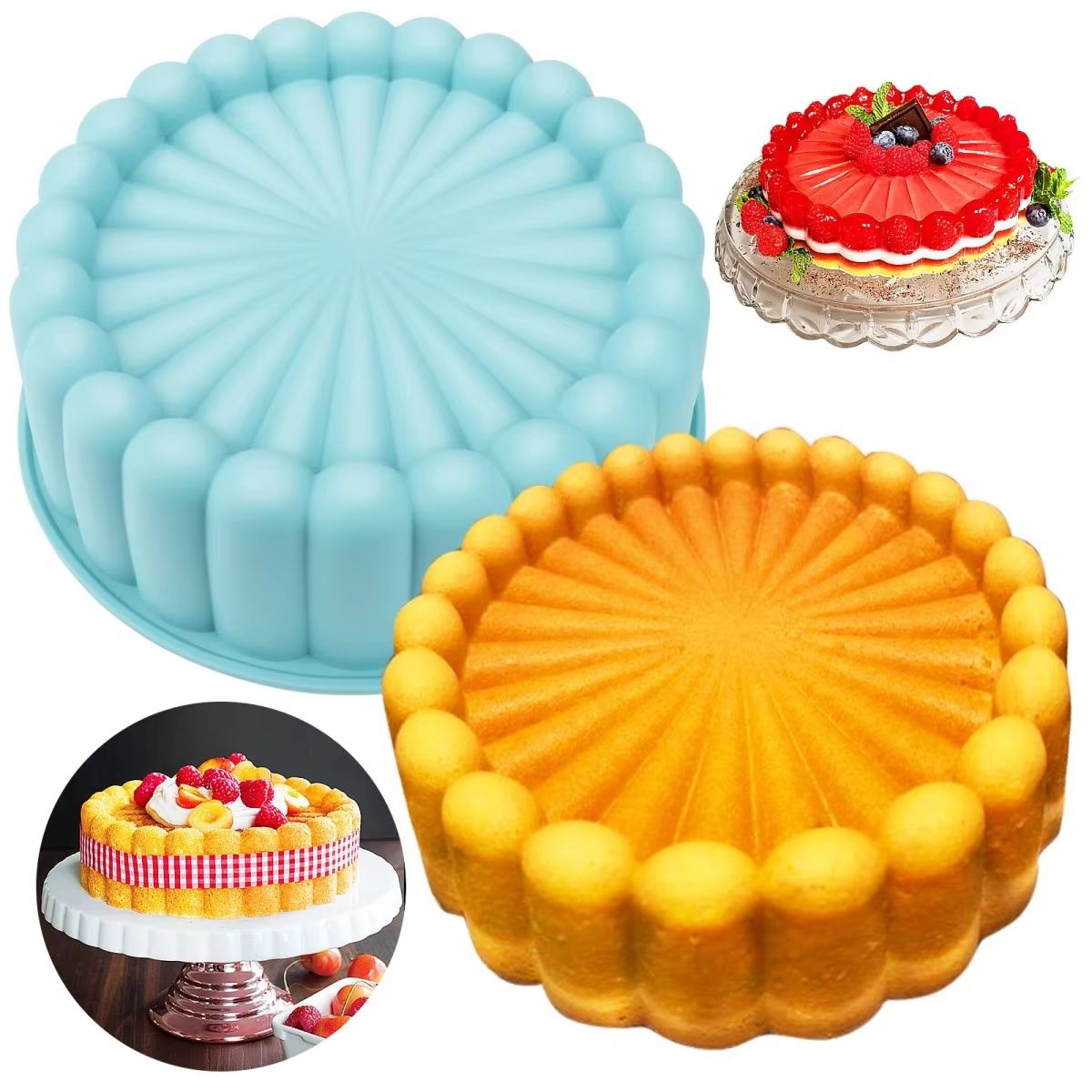 Reusable Silicone Cake Mold  Nonstick Baking Pan For Cakes Bread  Desserts 6