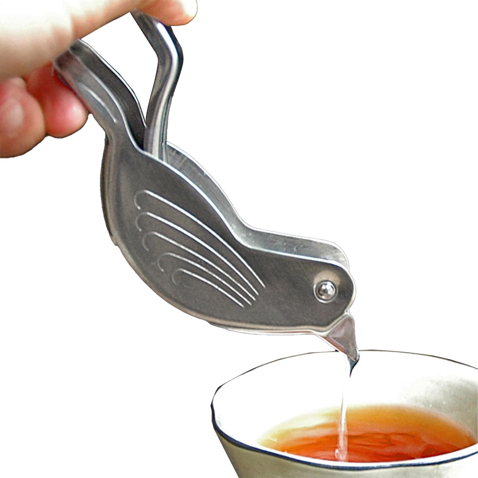 Stainless Steel Lemon Juicer, Silver Bird Shape Manual Citrus Squeezer for Limes and Lemons, Portable Kitchen Tool