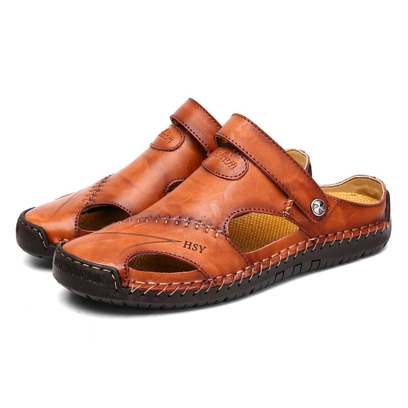 Men Summer Sandals Leather Classic Roman Sandals Beach Flip Flops Trekking Outdoor Water Sneakers Slipper Rubber