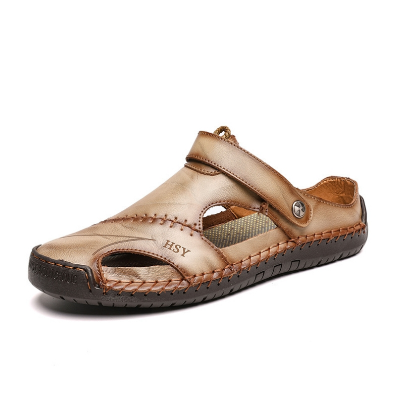 Men Summer Sandals Leather Classic Roman Sandals Beach Flip Flops Trekking Outdoor Water Sneakers S 5