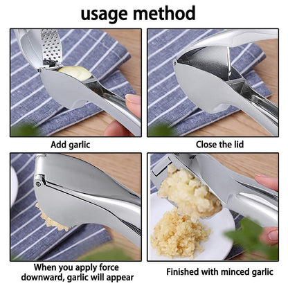 Effortless Garlic Crusher, Easy-Squeeze Garlic Mincer Tool with Comfortable Handle for Crushing Garlic